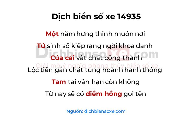 Dịch thơ biển số 14935