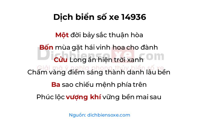 Dịch thơ biển số 14936