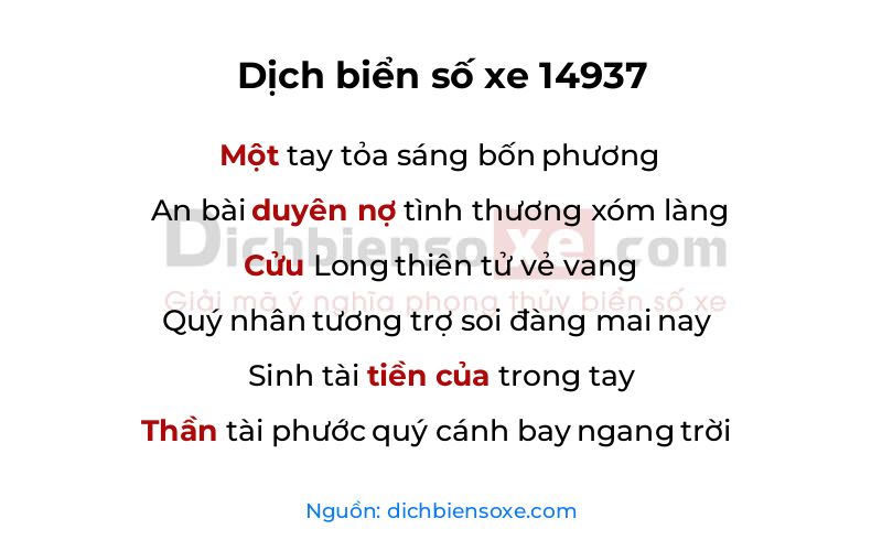 Dịch thơ biển số 14937
