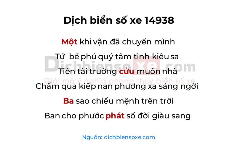 Dịch thơ biển số 14938