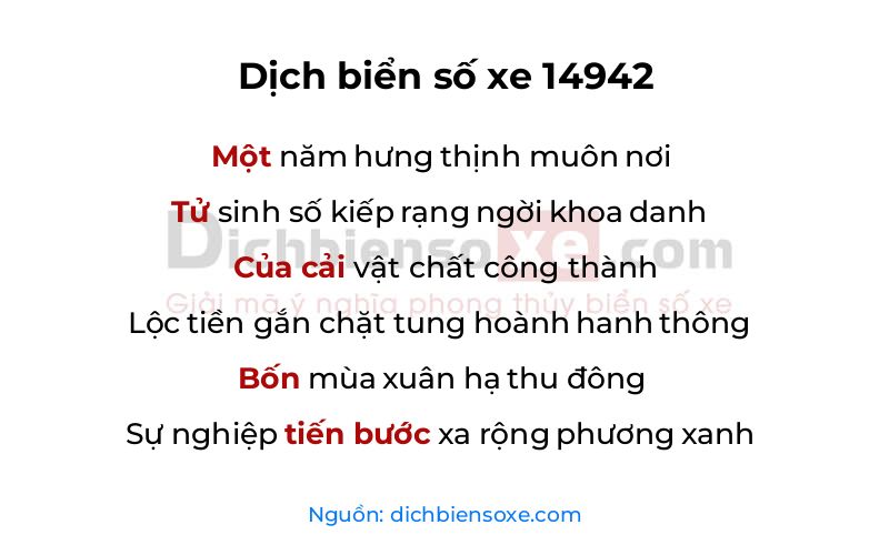 Dịch thơ biển số 14942
