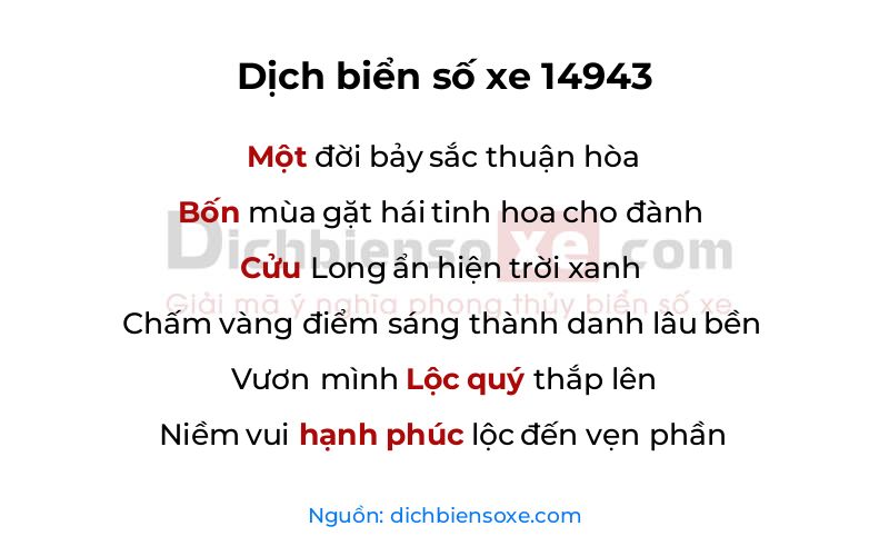 Dịch thơ biển số 14943
