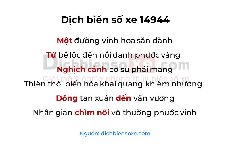 Dịch thơ biển số 14944