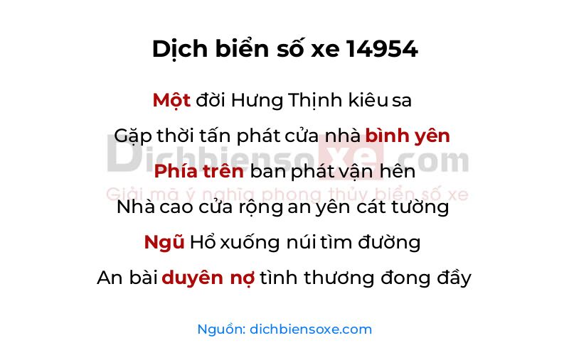 Dịch thơ biển số 14954