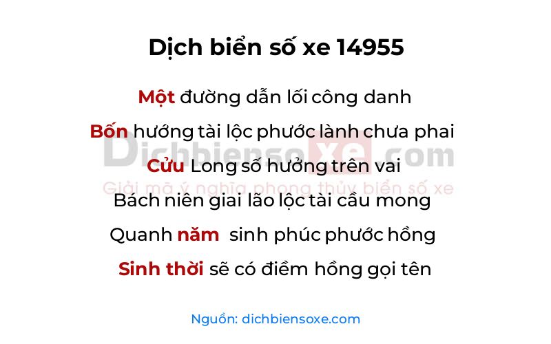 Dịch thơ biển số 14955