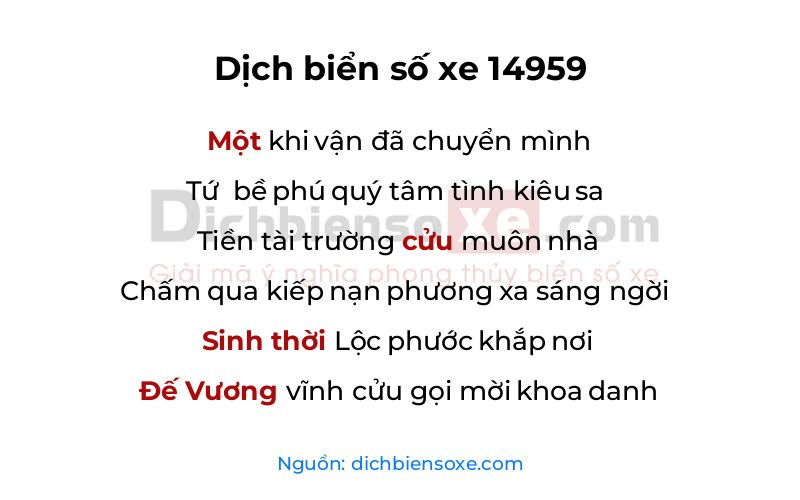 Dịch thơ biển số 14959