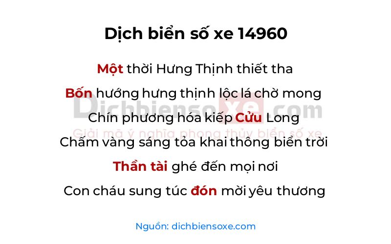 Dịch thơ biển số 14960