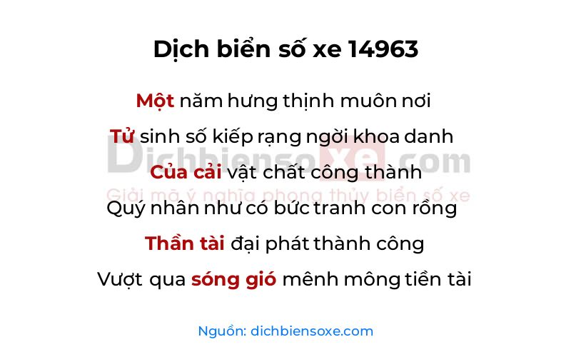 Dịch thơ biển số 14963