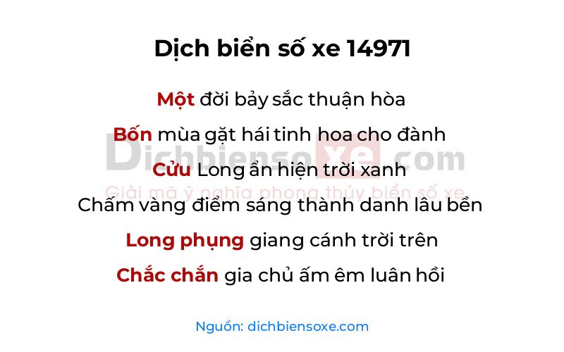 Dịch thơ biển số 14971