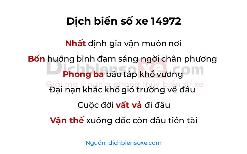 Dịch thơ biển số 14972
