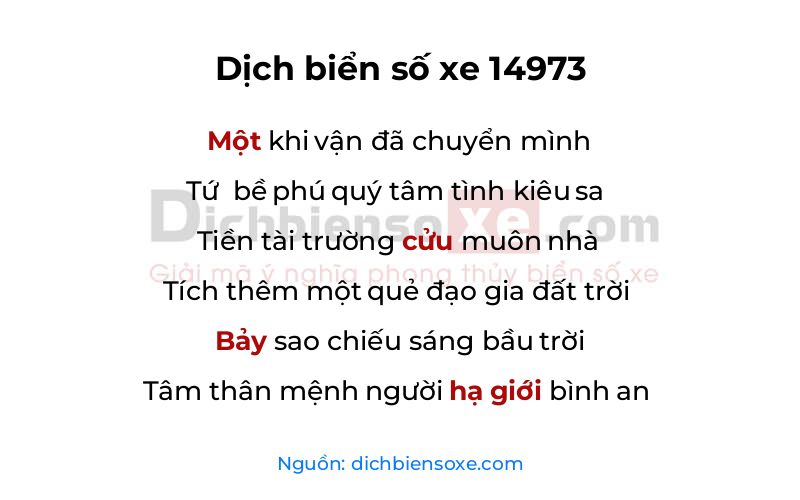 Dịch thơ biển số 14973