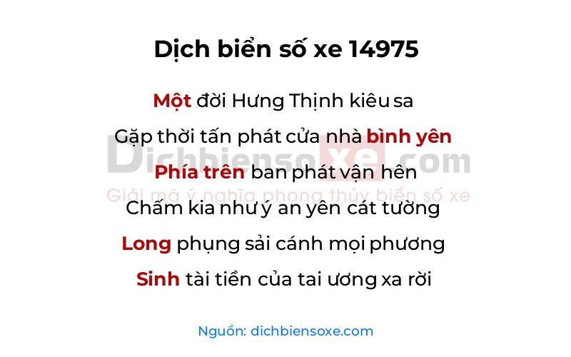 Dịch thơ biển số 14975