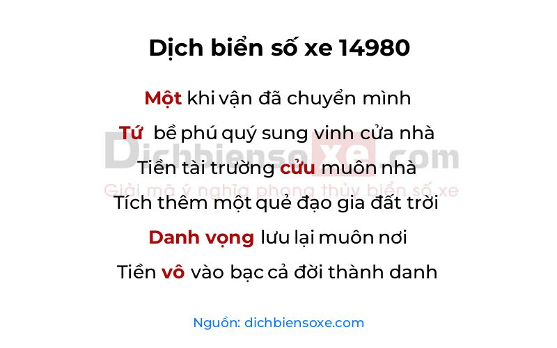 Dịch thơ biển số 14980