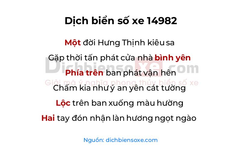 Dịch thơ biển số 14982