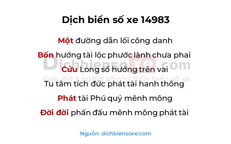 Dịch thơ biển số 14983