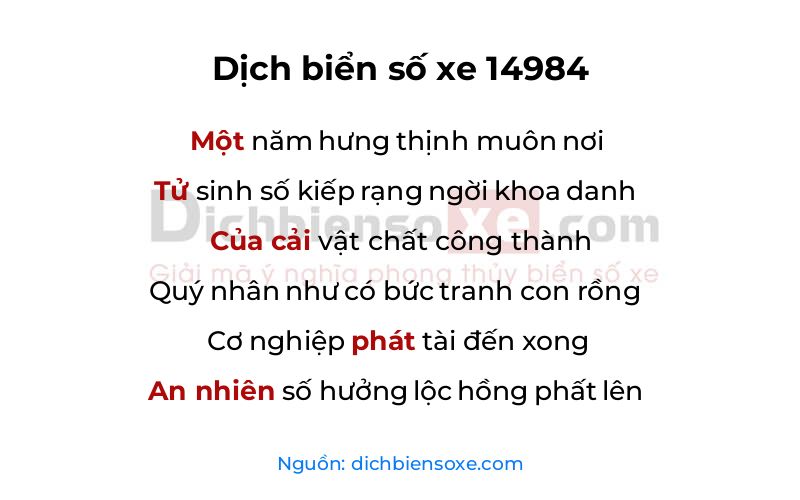 Dịch thơ biển số 14984