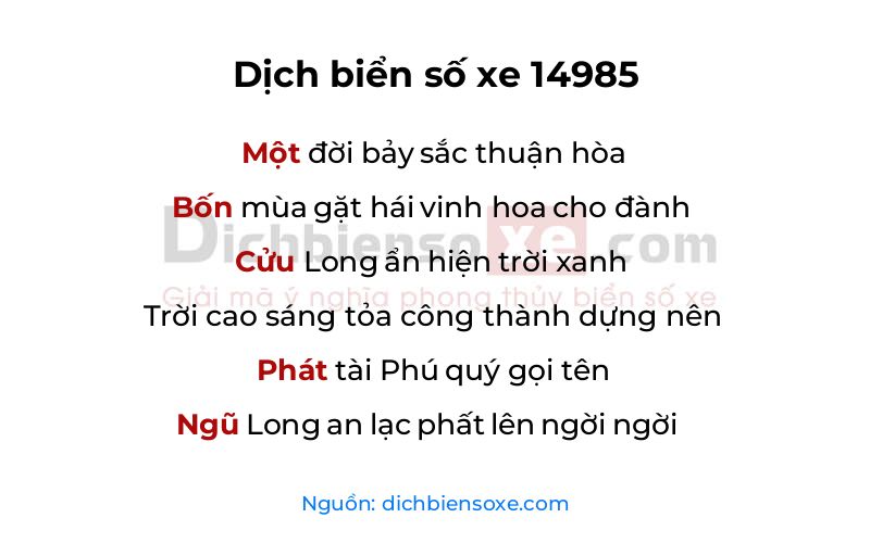 Dịch thơ biển số 14985