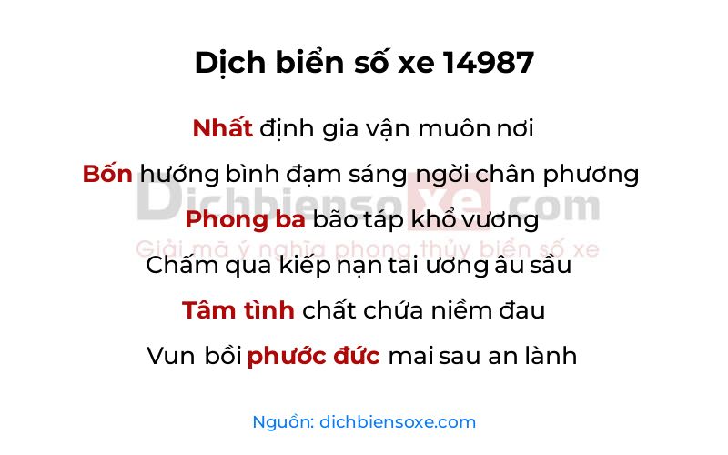 Dịch thơ biển số 14987
