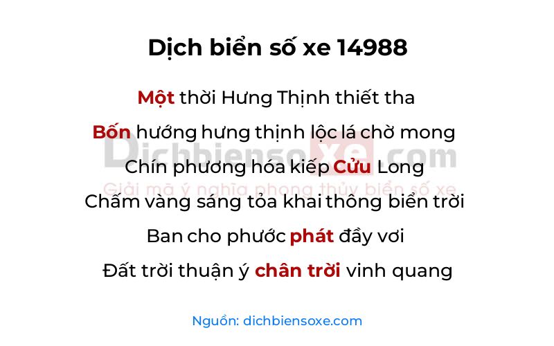 Dịch thơ biển số 14988