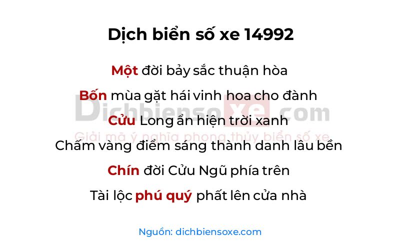 Dịch thơ biển số 14992