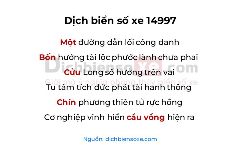 Dịch thơ biển số 14997