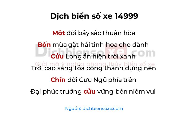 Dịch thơ biển số 14999