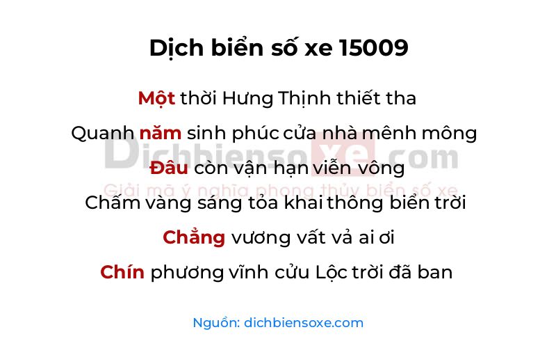 Dịch thơ biển số 15009
