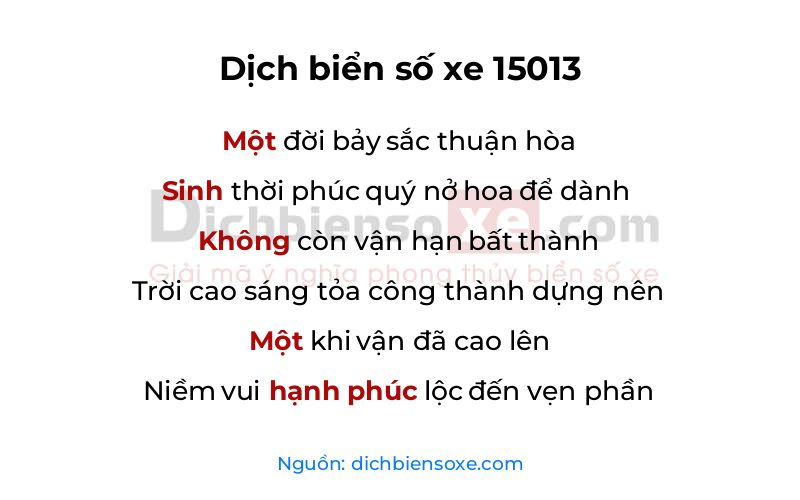 Dịch thơ biển số 15013