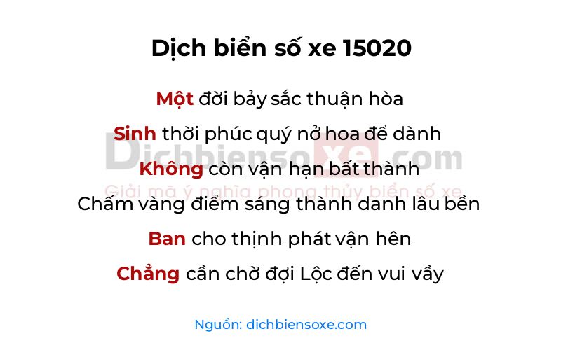 Dịch thơ biển số 15020