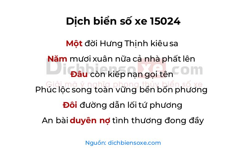 Dịch thơ biển số 15024