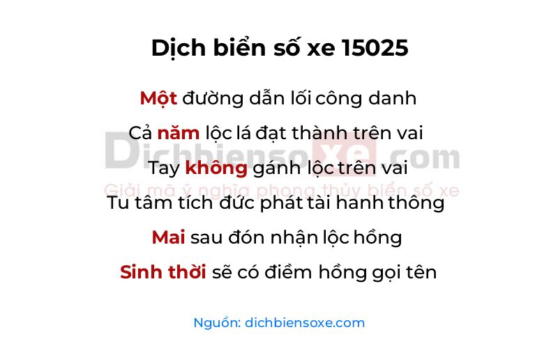 Dịch thơ biển số 15025