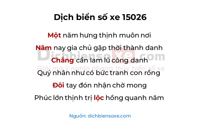 Dịch thơ biển số 15026