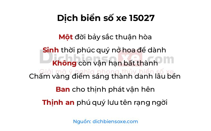 Dịch thơ biển số 15027