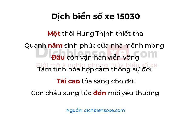 Dịch thơ biển số 15030