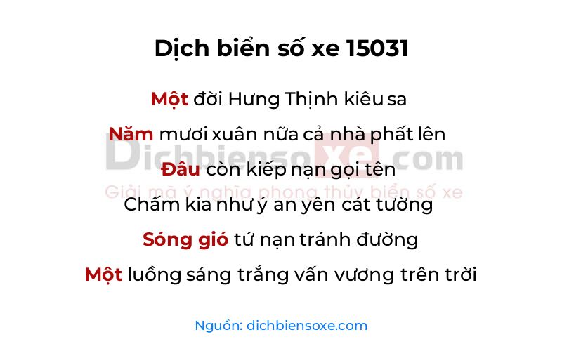 Dịch thơ biển số 15031