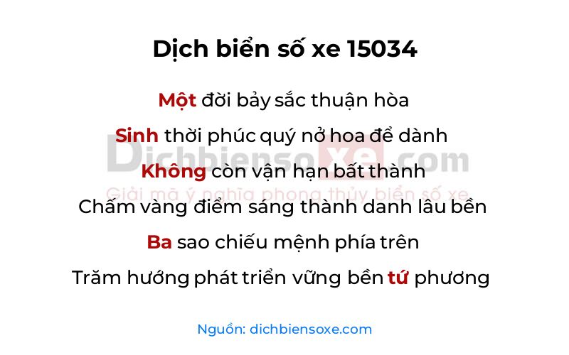 Dịch thơ biển số 15034