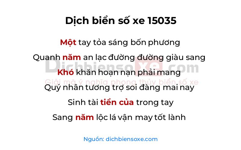 Dịch thơ biển số 15035