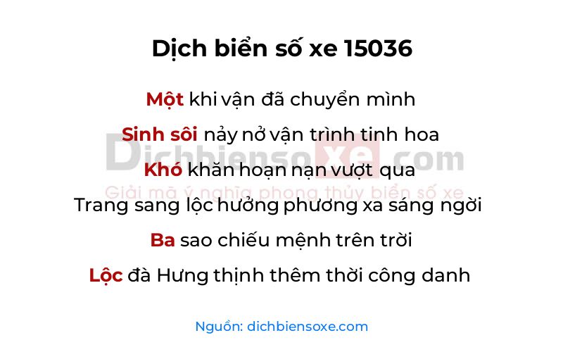 Dịch thơ biển số 15036