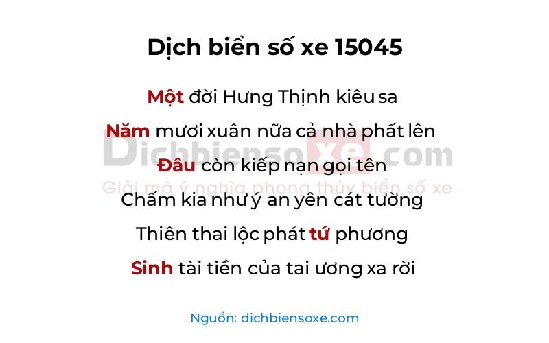 Dịch thơ biển số 15045