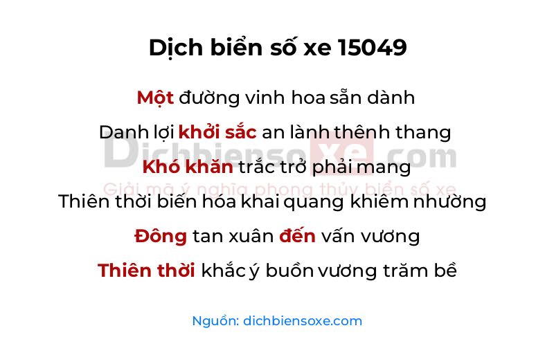 Dịch thơ biển số 15049