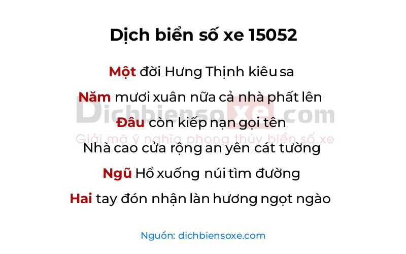 Dịch thơ biển số 15052