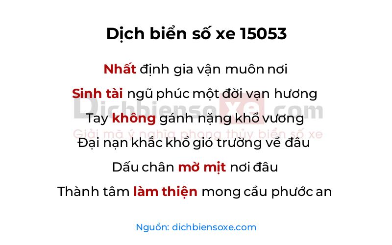 Dịch thơ biển số 15053