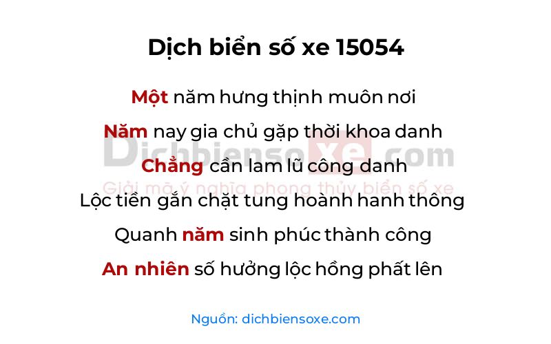 Dịch thơ biển số 15054