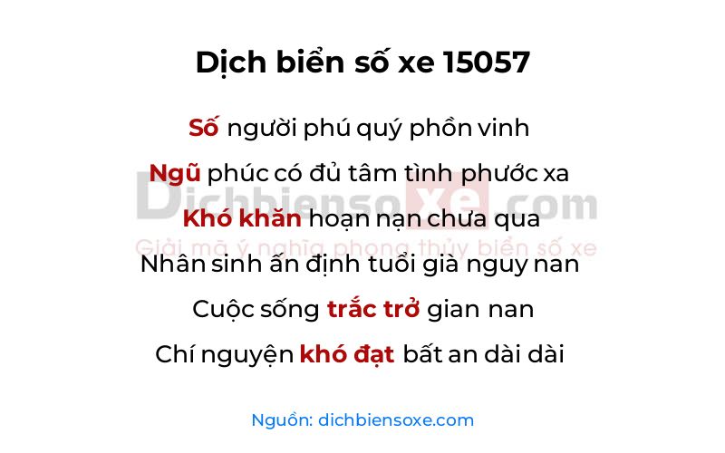 Dịch thơ biển số 15057