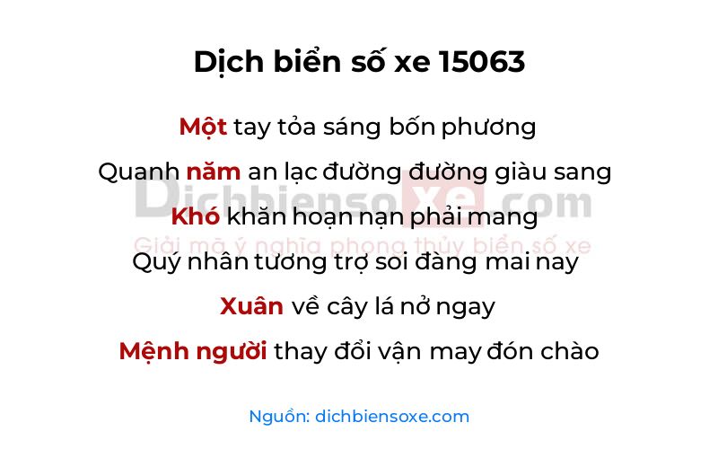 Dịch thơ biển số 15063