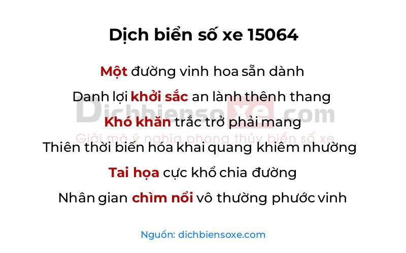 Dịch thơ biển số 15064