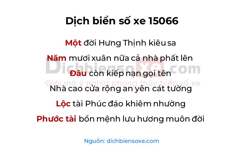 Dịch thơ biển số 15066