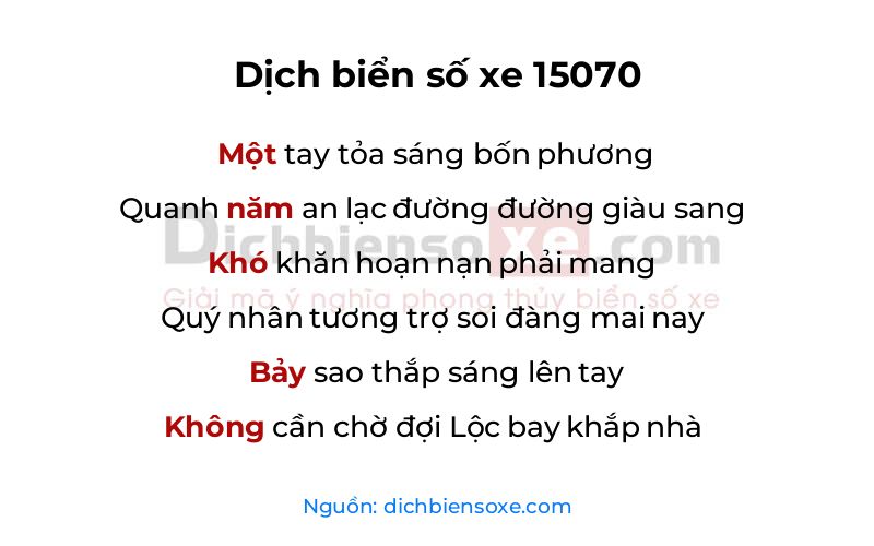 Dịch thơ biển số 15070
