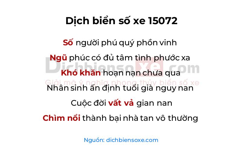 Dịch thơ biển số 15072