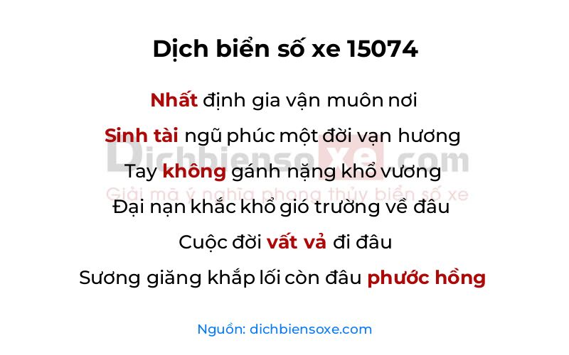 Dịch thơ biển số 15074